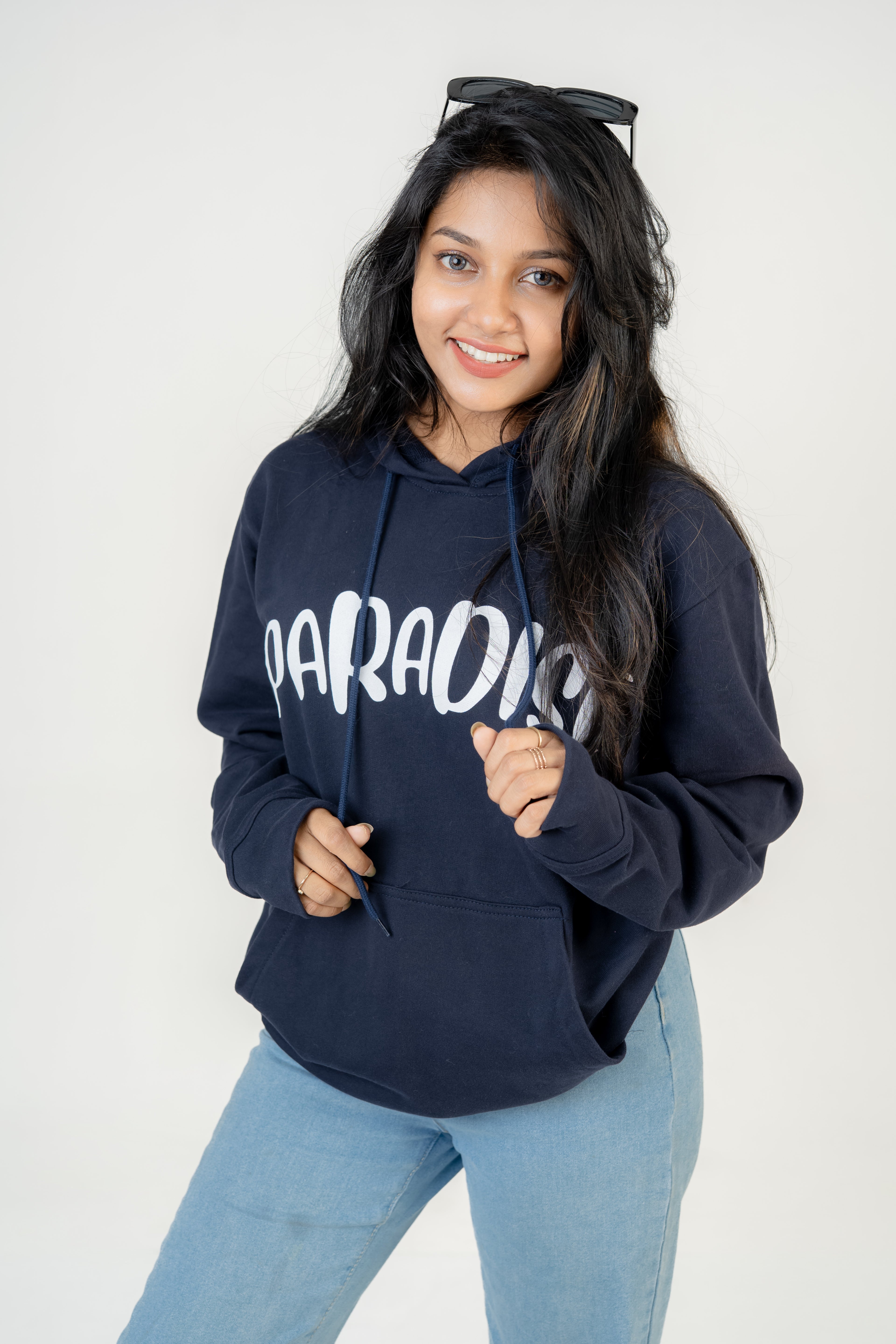 Paradise Navy Blue Fleece Hoodie