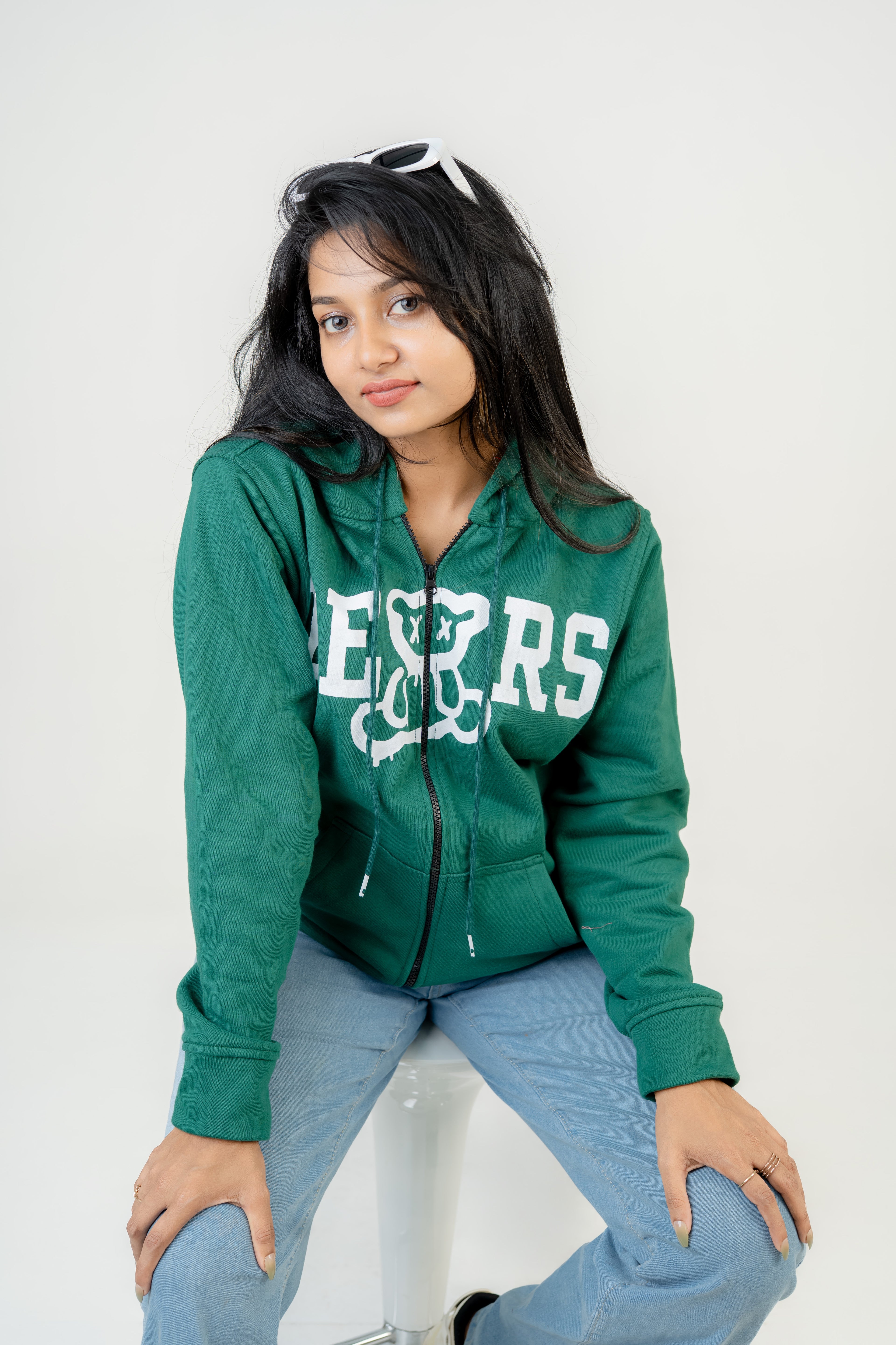 Bears Green Fleece Hoodie With Zipper