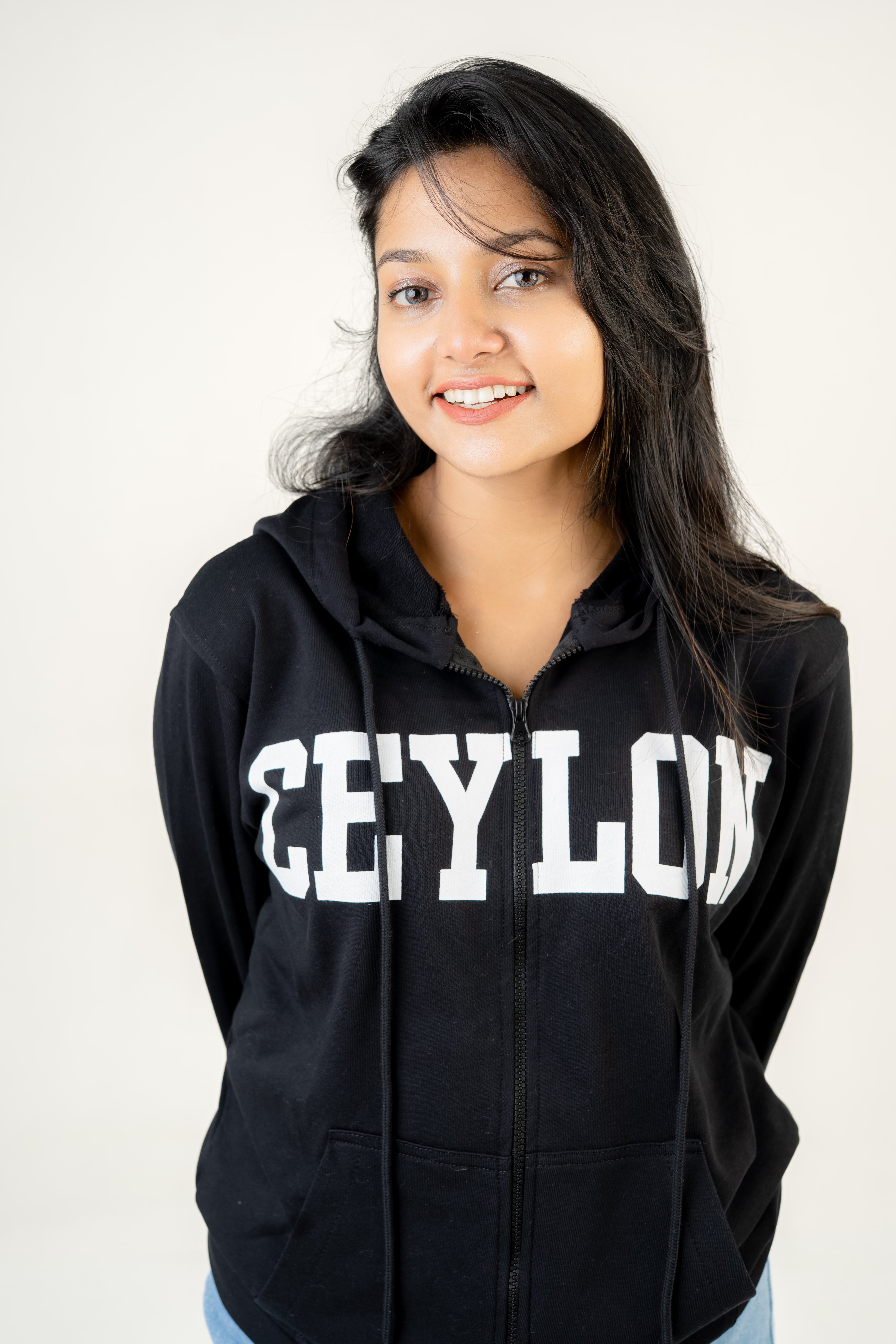 Ceylon Black Fleece Hoodie With Zipper