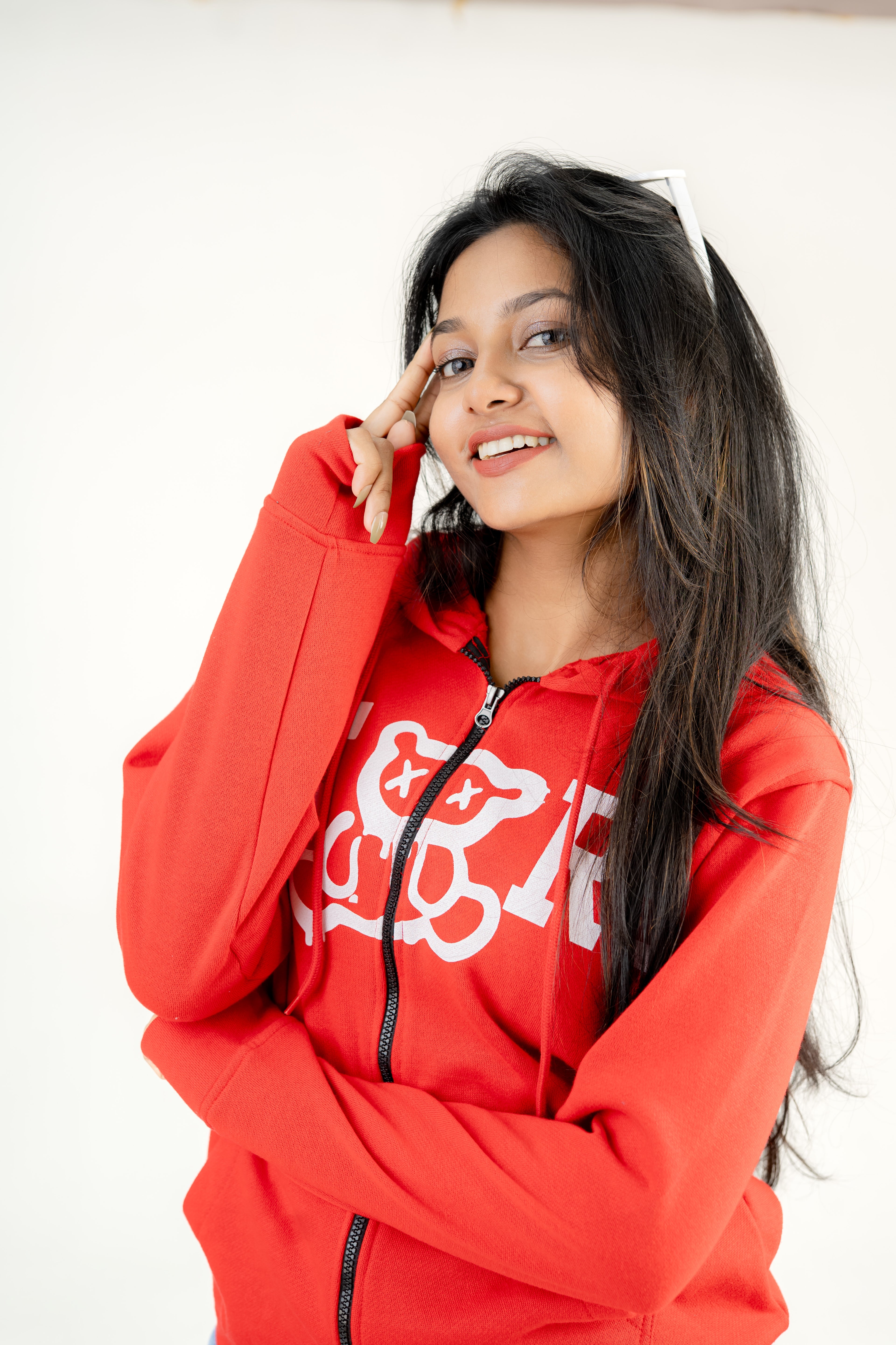 Bears Red Fleece Hoodie With Zipper