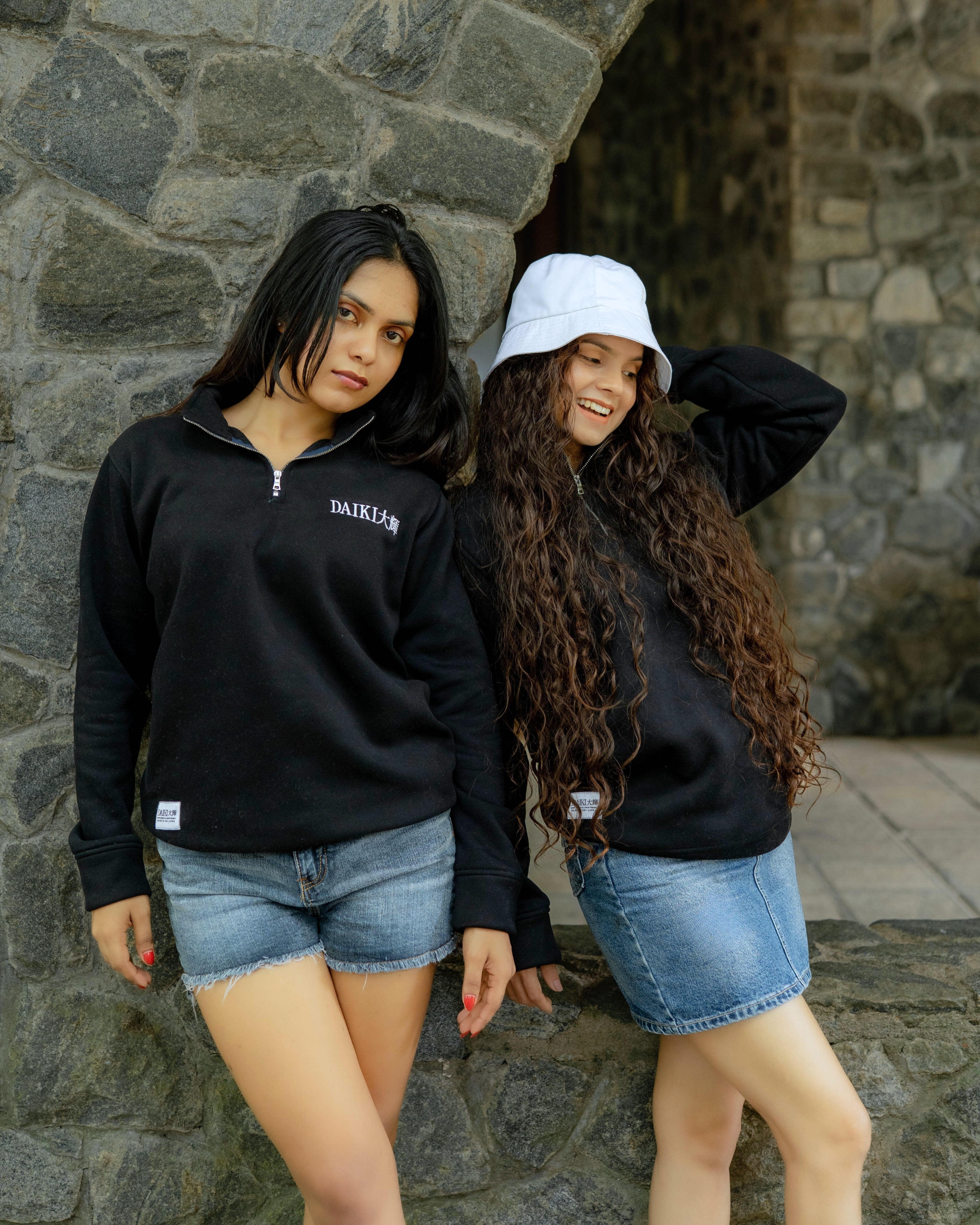 Black Fleece Turtleneck Sweatshirt With Zip